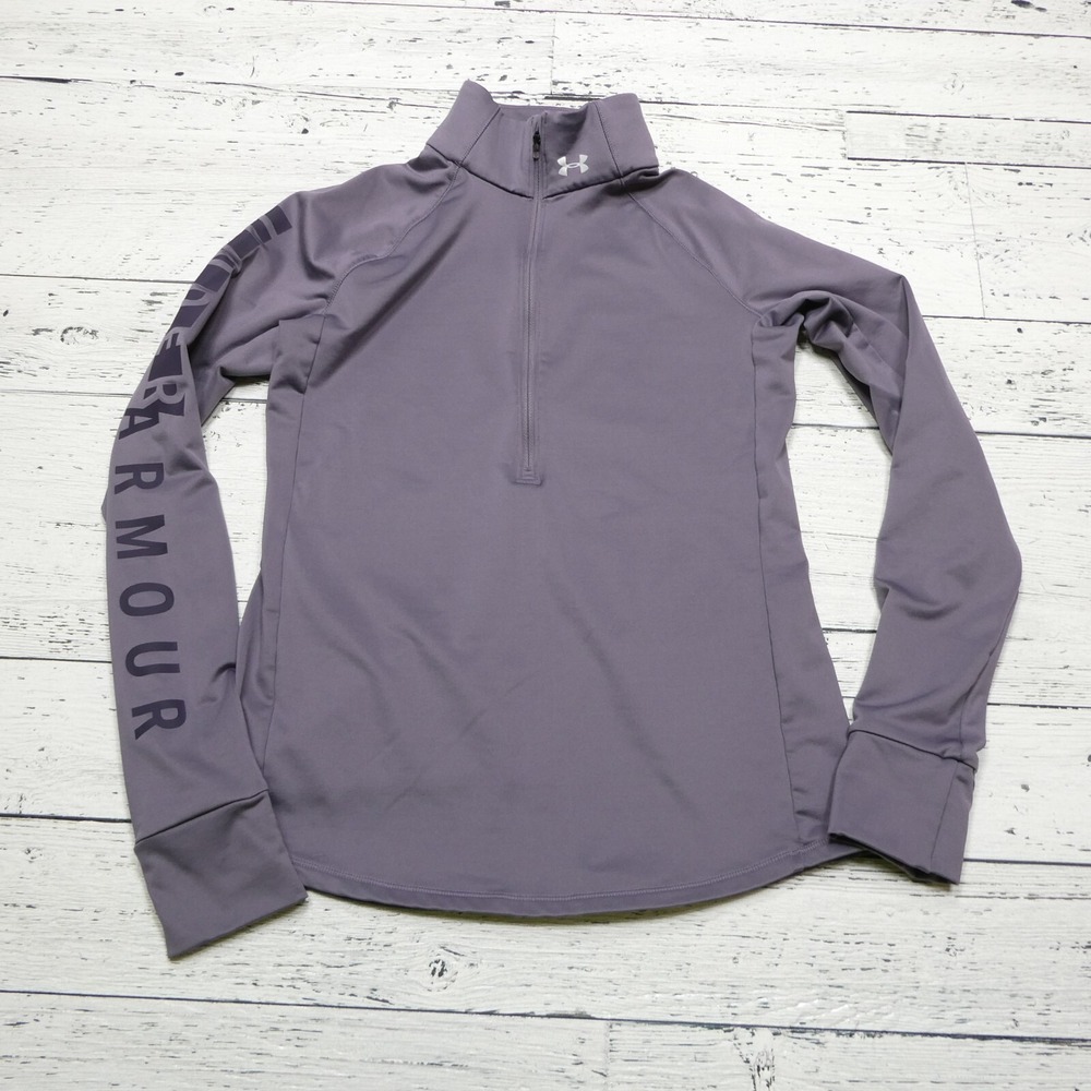 Under Armour Top Womens Small Purple‎ 1/2 Zip Fitted Athletic Mock Neck Shirt